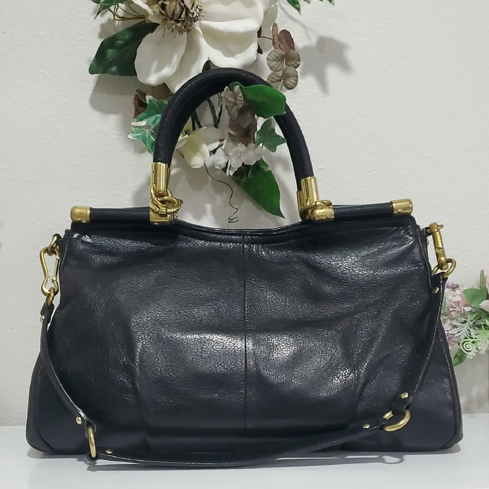 Coach Black Leather Madison Pinnacle Carrie Satchel - Picture 6 of 17